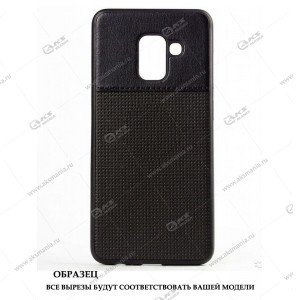 Силикон Samsung J3 (2017)/ J330 кожа NEW с логотипом черный