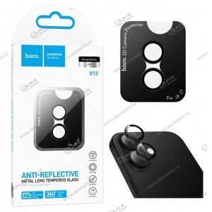 Защитное стекло 3D Hoco V13 metal frame lens film iP17  для задней камеры черный