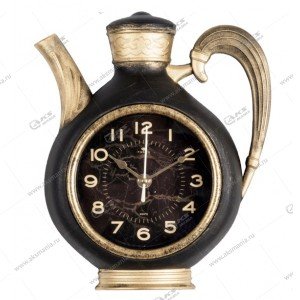 Часы настенные 2622-003 чайник 26,5x24см, корпус черный с золотом "Gold" "Рубин"