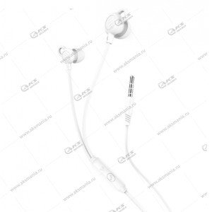 Наушники Hoco M89 Comfortable universal silicone с микрофоном белый