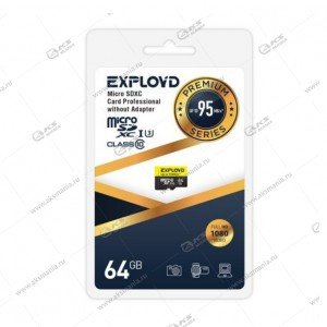 Карта памяти 64GB microSDXC Class 10 UHS-1 Premium (U3) Exployd без адаптера SD 95 MB/s