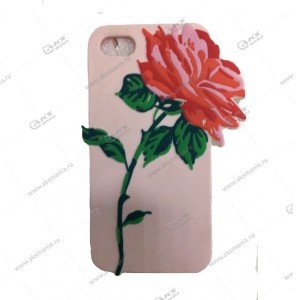 Силикон объемный для iPhone 6/7/8 с розой нежно-розовый