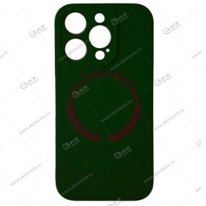 Cиликоновый чехол (Silicone Case) 360 MagSafe для iPhone 16 Pro с защитой камеры темно-зеленый