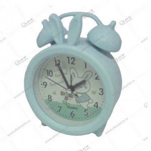 Часы 1846 "Зайка" будильник голубой