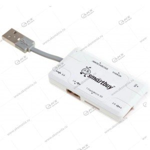 Картридер+Хаб Smartbuy SBRH-750-W USB 2.0 белый