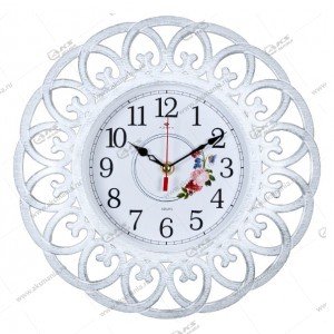 Часы настенные 3016-006W круг d=30см, корпус белый с серебром "Адажио" "Рубин"