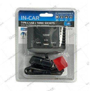 Разветвитель прикуривателя Olesson 2012 на 3 прикуривателя (1 USB 3.1A+2 PD)