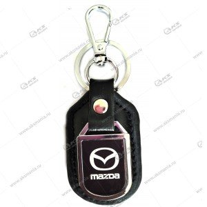 Брелок для ключей металлический+кожа "Mazda"