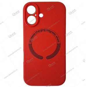 Cиликоновый чехол (Silicone Case) 360 MagSafe для iPhone 16 с защитой камеры красный
