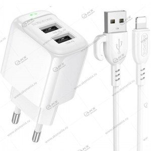 СЗУ Borofone BAS41A +кабель  lightning (EU) евровилка, белый