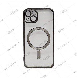 Силикон iPhone 13 прозрачный Magesafe с черным кантом