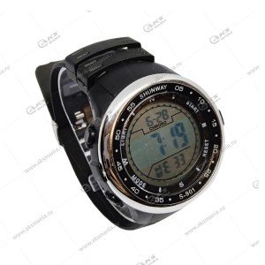 Наручные часы электронные спортивные круглые черный с серебром
