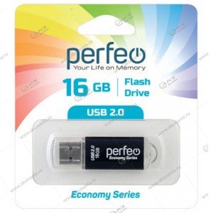 Флешка USB 2.0 16GB Perfeo E01 Black economy series