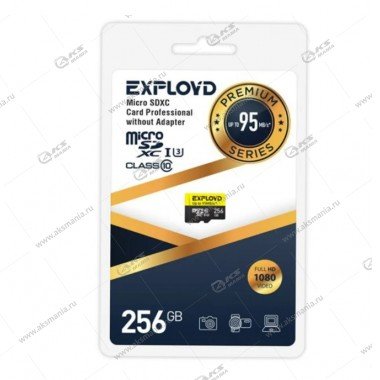 Карта памяти Exployd 256GB microSDXC Class 10 UHS-1 Premium (U3) с адаптером SD 95 MB/s