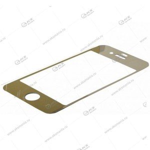 Защитное стекло iPhone 4G/ 4S золотой 2 в 1