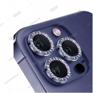 Стекло на камеру для iPhone 14 Pro/14 Pro max со стразами (комплект 3шт) градиент