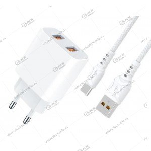 СЗУ Denmen DC05V 2USB 2.4A + кабель Micro USB белый