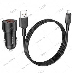 АЗУ Borofone BZ19 Wisdom dual 2 USB 2.4A + кабель Lightning черный