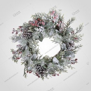 Декоративный венок с подсветкой в снегу (большой)