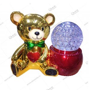 Светодиодная лампа-шар на подставке "Мишка" золото