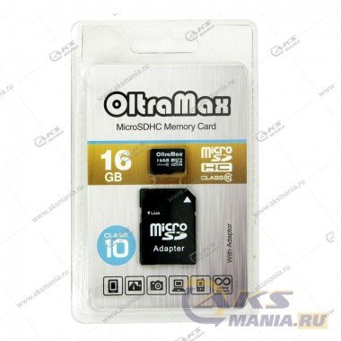 Карта памяти 16GB microSDHC class 10 OltraMax с адаптером