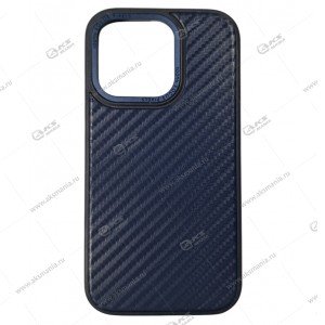 Накладка карбон с бархатом в нутри для IPhone 14 Pro синий