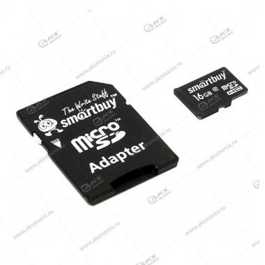 Карта памяти 16GB micro SDXC class 10 SmartBuy UHS-I c адаптером