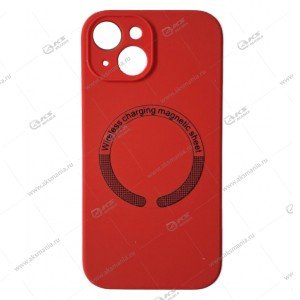 Cиликоновый чехол (Silicone Case) 360 MagSafe для iPhone 15 с защитой камеры красный