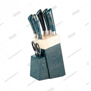 Набор кухонных ножей 008-408 с подставкой, зеленый 8pcs