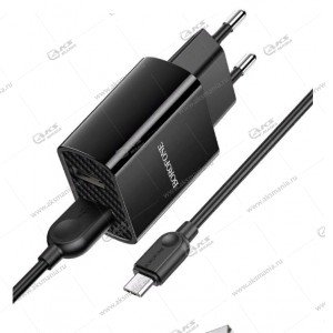 СЗУ Borofone BA53A Powerway 2USB 2.1A + кабель Micro USB черный