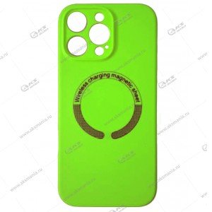 Cиликоновый чехол (Silicone Case) 360 MagSafe для iPhone 16 Pro Max с защитой камеры салатовый