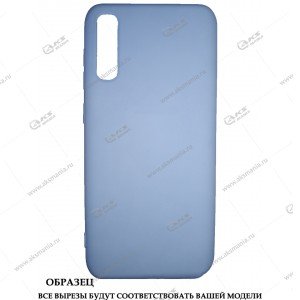 Силикон тонкий матовый с логотипом Samsung A21S нежно-голубой