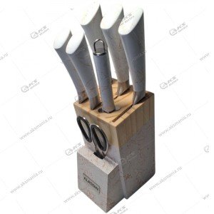 Набор кухонных ножей 008-408 с подставкой, белый 8pcs