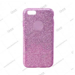 Силикон блестки для iPhone 5G 3в1 фиолетовый