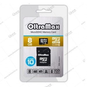 Карта памяти 8GB microSDHC class 10 OltraMax с адаптером