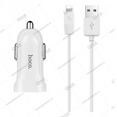 АЗУ Hoco Z2A 2USB 2.4A + кабель lightning белый