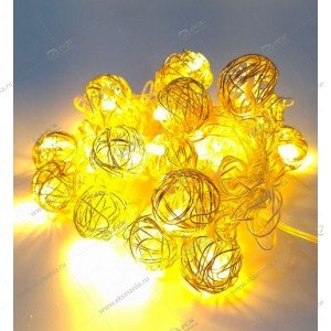 Гирлянда "Сеточка металл" золото 20Led силиконовый провод