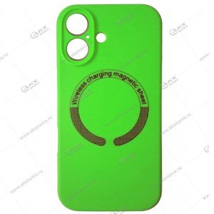 Cиликоновый чехол (Silicone Case) 360 MagSafe для iPhone 16 с защитой камеры салатовый