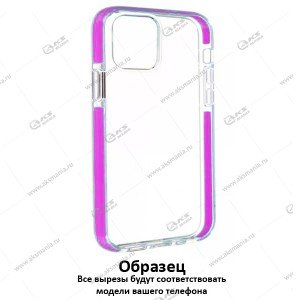Силикон iPhone 12 Pro Max прозрачный с фиолетовым кантом