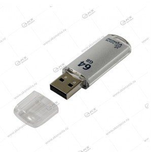 Флешка USB 2.0 64GB SmartBuy V-Cut Silver