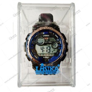 Наручные часы LASKA водонепроницаемые в пластике черно-синие