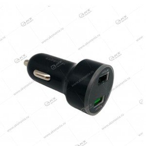АЗУ MRM LZ08 металл 2usb 12-24V 2.4A с индик. вольтметра черный