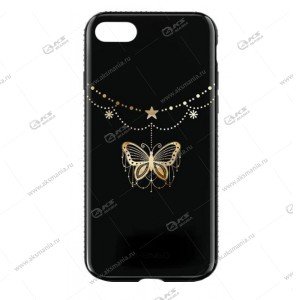 Силикон с рисунком для iPhone 7/8 Plus Brauffen "Золотая Бабочка" черный