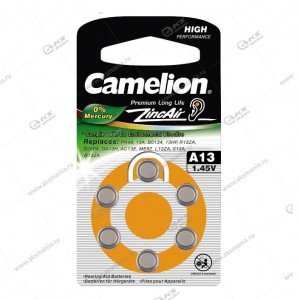 Элемент питания Camelion ZA13/6BL (для слуховых аппаратов)
