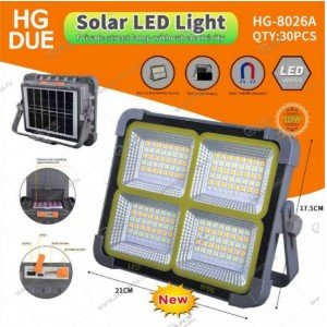 Фонарь-прожектор HG-8026A c солнечной панелью, 6*18650, 500w