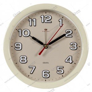 Часы-будильник настольные B4-004 кварц d=15см, корпус слоновая кость "Классика" "Рубин"