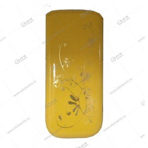 Чехол кожа с язычком S5610/Nokia105 la fleur эра желтый