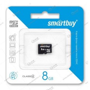 Карта памяти 8GB microSDHC class 4 SmartBuy без адаптера