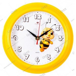 Часы настенные 2121-143 круг d=21см, корпус желтый "Пчелка" "Рубин"