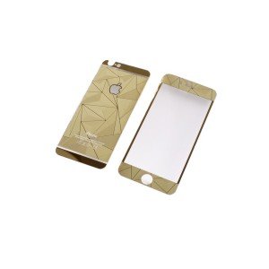 Защитное стекло iPhone 6G/ 6S узоры 2в1 золото